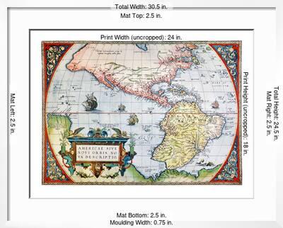 New World Map 1570 Giclee Print Abraham Oretelius Art Com