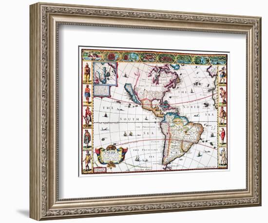 New World Map, 1616-John Speed-Framed Giclee Print