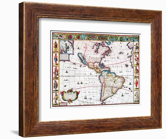 New World Map, 1616-John Speed-Framed Giclee Print