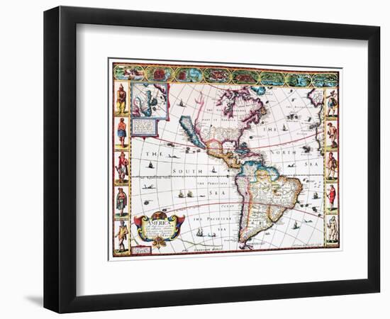 New World Map, 1616-John Speed-Framed Giclee Print