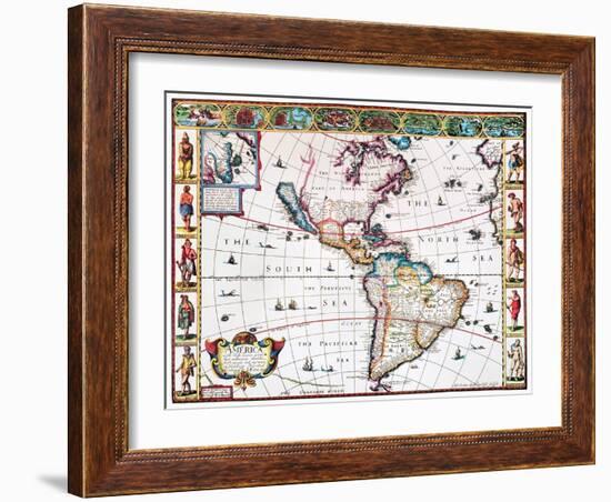 New World Map, 1616-John Speed-Framed Giclee Print