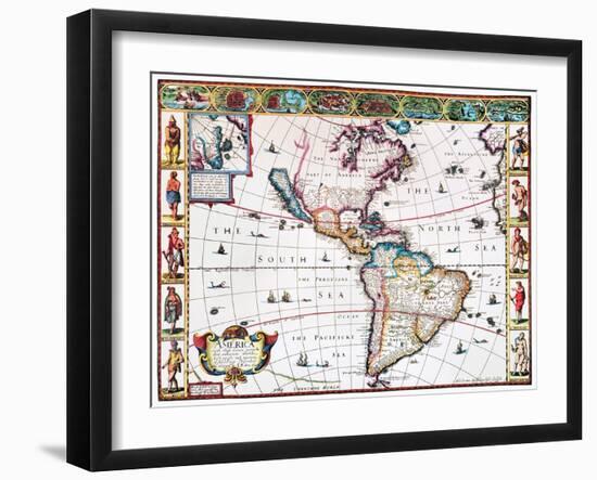 New World Map, 1616-John Speed-Framed Giclee Print