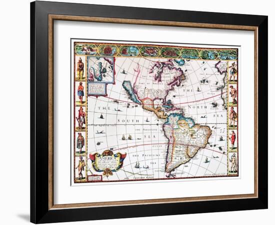 New World Map, 1616-John Speed-Framed Giclee Print