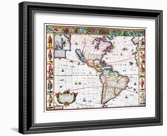 New World Map, 1616-John Speed-Framed Giclee Print