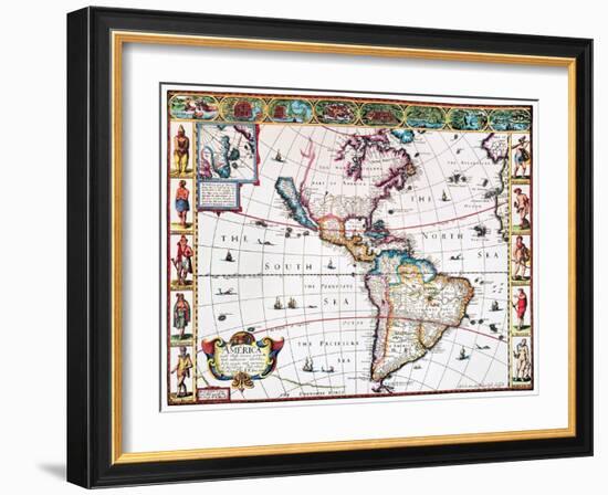 New World Map, 1616-John Speed-Framed Giclee Print