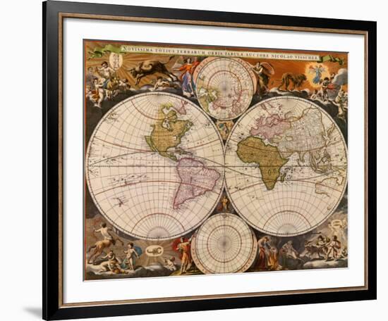 New World Map, 17th Century-Nicholas Visscher-Framed Art Print
