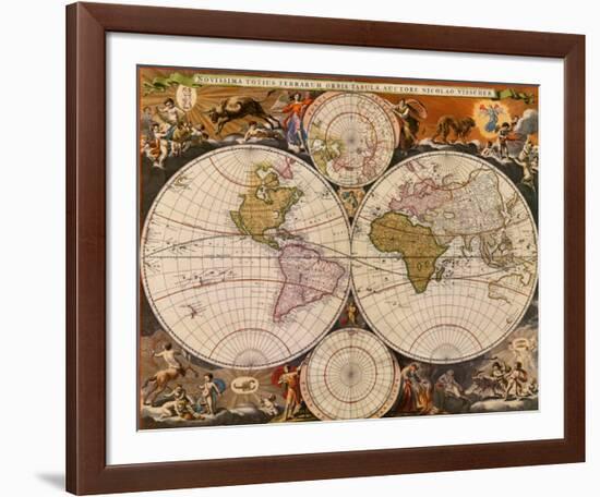 New World Map, 17th Century-Nicholas Visscher-Framed Art Print