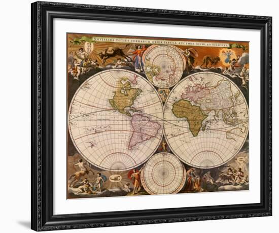 New World Map, 17th Century-Nicholas Visscher-Framed Art Print