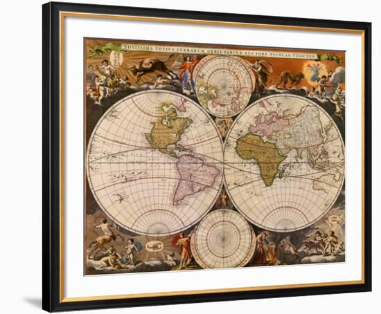 New World Map, 17th Century-Nicholas Visscher-Framed Art Print