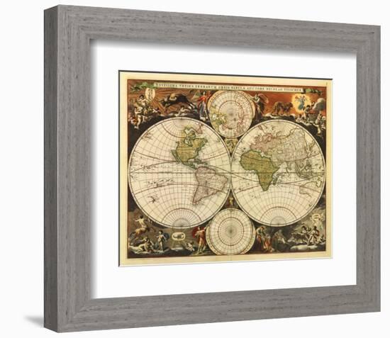 New World Map, 17th Century-Nicholas Visscher-Framed Giclee Print