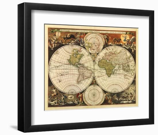 New World Map, 17th Century-Nicholas Visscher-Framed Giclee Print