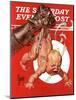 "New Year and Warring Fist," Saturday Evening Post Cover, January 4, 1941-Joseph Christian Leyendecker-Mounted Giclee Print