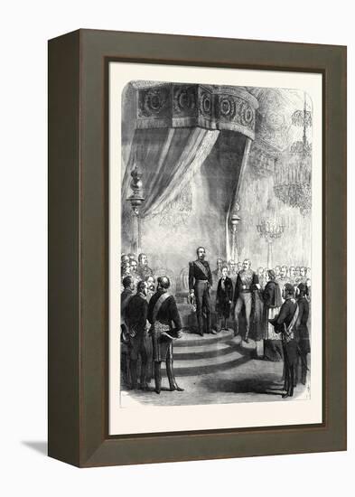 New Year's Day at the Tuileries: the Papal Nuncio Congratulating the Emperor France 1869-null-Framed Premier Image Canvas