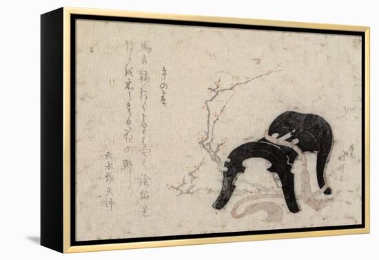 New Year's Day of the Year of Horse, Early 19th Century-Katsushika Hokusai-Framed Premier Image Canvas