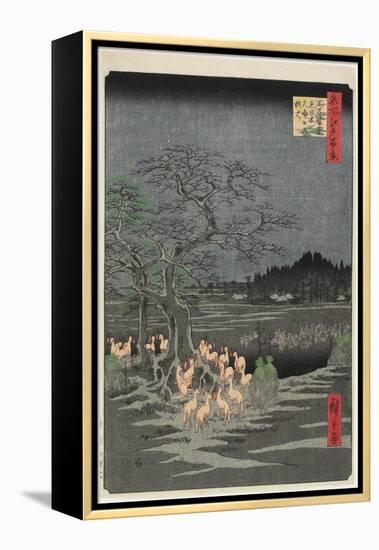 New Year's Eve Foxfires at Nettle Tree, Oji, September 1857-Utagawa Hiroshige-Framed Premier Image Canvas