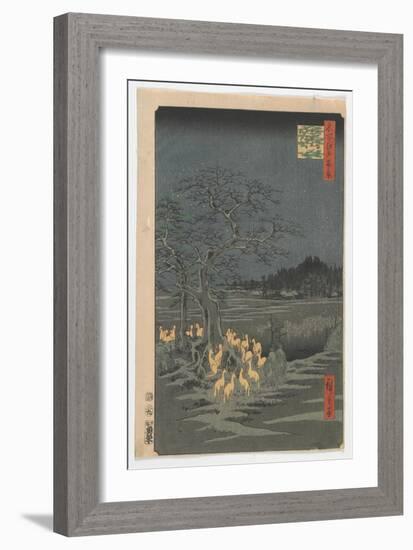 New Year's Eve Foxfires at the Changing Tree, Edo Period, 1857 (Colour Woodblock Print)-Ando or Utagawa Hiroshige-Framed Giclee Print