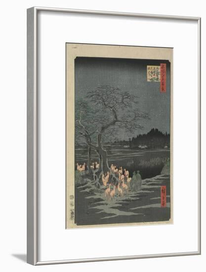 New Year's Eve Foxfires at the Hackberry Tree in O_Ji, 1857-Utagawa Hiroshige-Framed Giclee Print