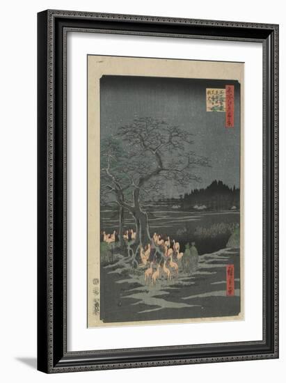 New Year's Eve Foxfires at the Hackberry Tree in O_Ji, 1857-Utagawa Hiroshige-Framed Giclee Print