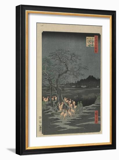 New Year's Eve Foxfires at the Hackberry Tree in O_Ji, 1857-Utagawa Hiroshige-Framed Giclee Print