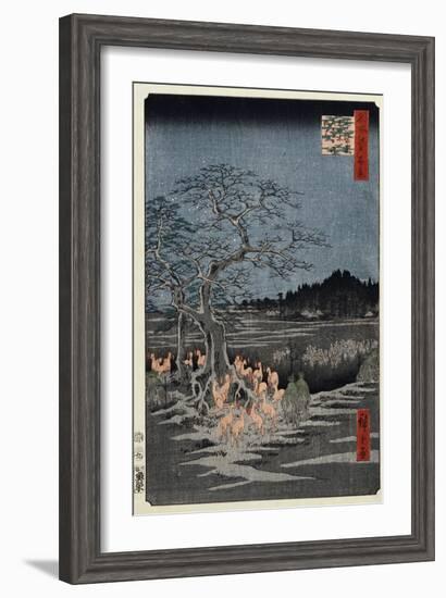 New Year's Eve Foxfires at the Nettle Tree, Oji', from the Series, 'One Hundred Famous Views of Edo-Utagawa Hiroshige-Framed Giclee Print