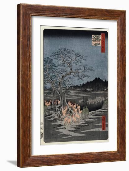 New Year's Eve Foxfires at the Nettle Tree, Oji', from the Series, 'One Hundred Famous Views of Edo-Utagawa Hiroshige-Framed Giclee Print