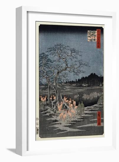 New Year's Eve Foxfires at the Nettle Tree, Oji', from the Series, 'One Hundred Famous Views of Edo-Utagawa Hiroshige-Framed Giclee Print