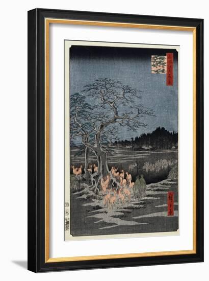 New Year's Eve Foxfires at the Nettle Tree, Oji', from the Series, 'One Hundred Famous Views of Edo-Utagawa Hiroshige-Framed Giclee Print