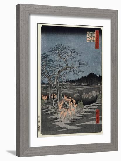 New Year's Eve Foxfires at the Nettle Tree, Oji', from the Series, 'One Hundred Famous Views of Edo-Hashiguchi Goyo-Framed Giclee Print