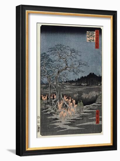 New Year's Eve Foxfires at the Nettle Tree, Oji', from the Series, 'One Hundred Famous Views of Edo-Hashiguchi Goyo-Framed Giclee Print