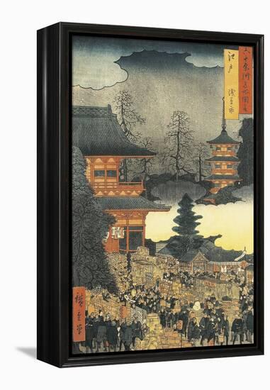 New Year's Eve Party in Asakusa, in the City of Edo, by Ando Hiroshige-Ando Hiroshige-Framed Premier Image Canvas