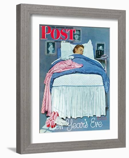 "New Year's Eve" Saturday Evening Post Cover, January 1,1944-Norman Rockwell-Framed Giclee Print