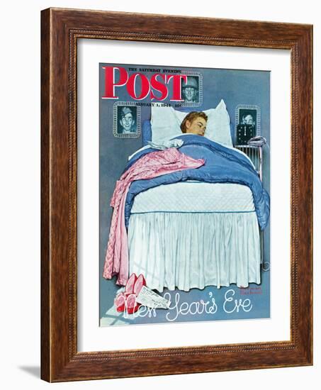 "New Year's Eve" Saturday Evening Post Cover, January 1,1944-Norman Rockwell-Framed Giclee Print