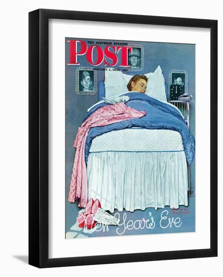 "New Year's Eve" Saturday Evening Post Cover, January 1,1944-Norman Rockwell-Framed Giclee Print