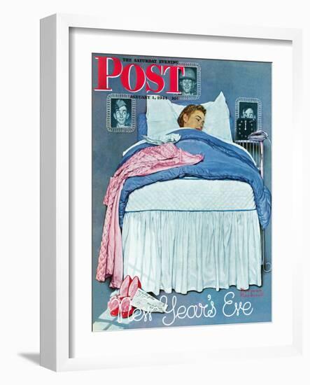 "New Year's Eve" Saturday Evening Post Cover, January 1,1944-Norman Rockwell-Framed Giclee Print