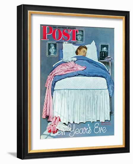 "New Year's Eve" Saturday Evening Post Cover, January 1,1944-Norman Rockwell-Framed Giclee Print