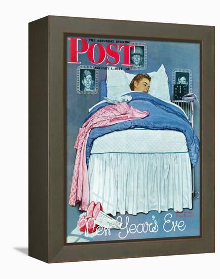 "New Year's Eve" Saturday Evening Post Cover, January 1,1944-Norman Rockwell-Framed Premier Image Canvas