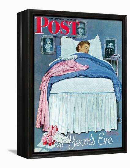 "New Year's Eve" Saturday Evening Post Cover, January 1,1944-Norman Rockwell-Framed Premier Image Canvas