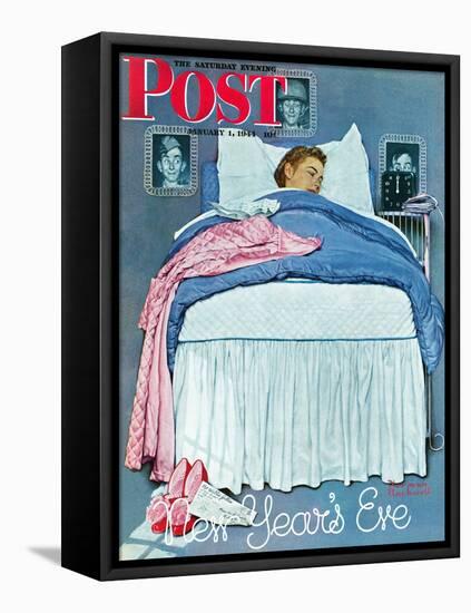 "New Year's Eve" Saturday Evening Post Cover, January 1,1944-Norman Rockwell-Framed Premier Image Canvas