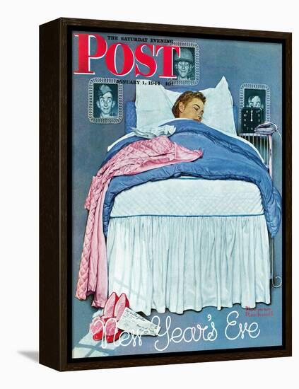 "New Year's Eve" Saturday Evening Post Cover, January 1,1944-Norman Rockwell-Framed Premier Image Canvas