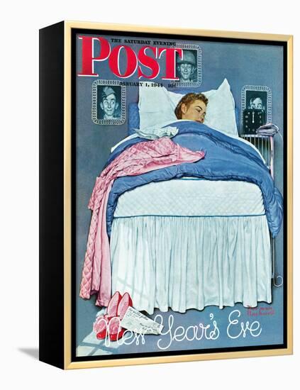 "New Year's Eve" Saturday Evening Post Cover, January 1,1944-Norman Rockwell-Framed Premier Image Canvas