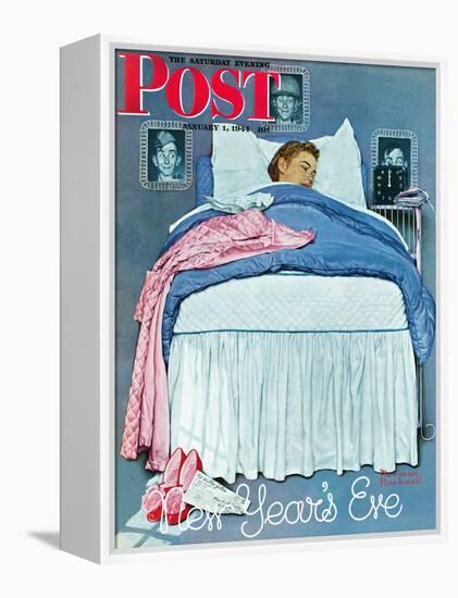 "New Year's Eve" Saturday Evening Post Cover, January 1,1944-Norman Rockwell-Framed Premier Image Canvas