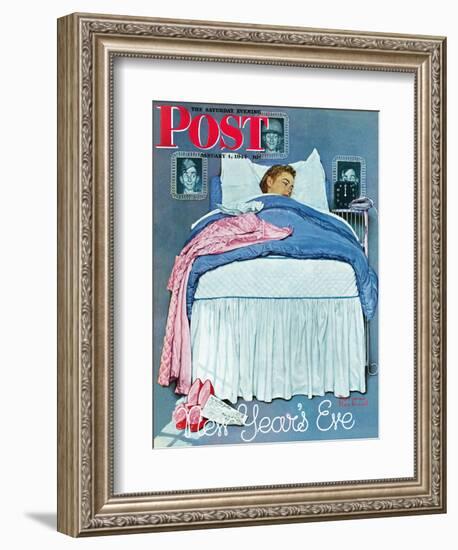 "New Year's Eve" Saturday Evening Post Cover, January 1,1944-Norman Rockwell-Framed Giclee Print