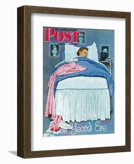 "New Year's Eve" Saturday Evening Post Cover, January 1,1944-Norman Rockwell-Framed Giclee Print