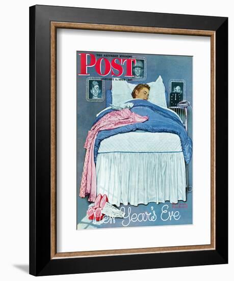 "New Year's Eve" Saturday Evening Post Cover, January 1,1944-Norman Rockwell-Framed Giclee Print