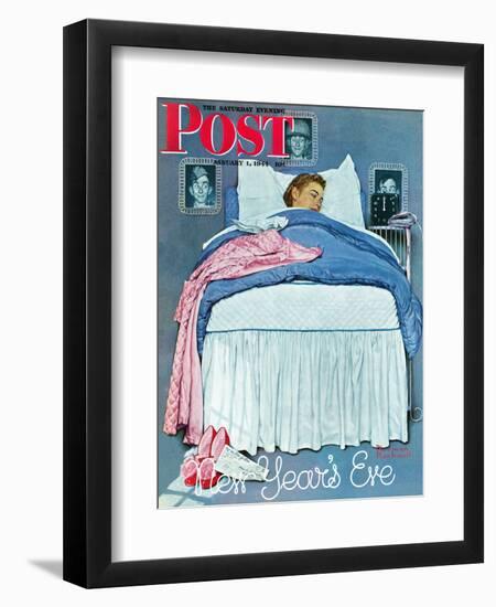 "New Year's Eve" Saturday Evening Post Cover, January 1,1944-Norman Rockwell-Framed Giclee Print