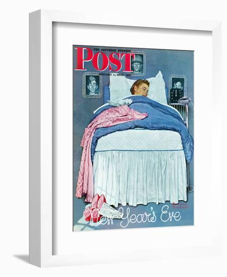 "New Year's Eve" Saturday Evening Post Cover, January 1,1944-Norman Rockwell-Framed Giclee Print