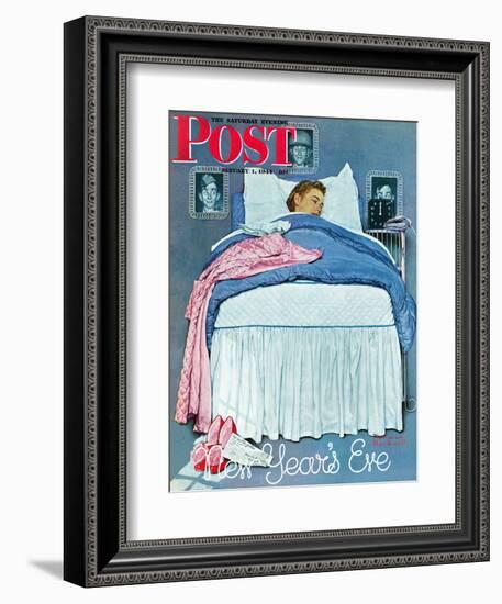 "New Year's Eve" Saturday Evening Post Cover, January 1,1944-Norman Rockwell-Framed Giclee Print