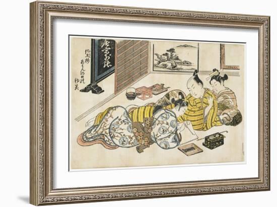 New Year's Gathering Within a Brothel, 1741-1744-Okumura Masanobu-Framed Giclee Print