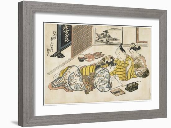 New Year's Gathering Within a Brothel, 1741-1744-Okumura Masanobu-Framed Giclee Print