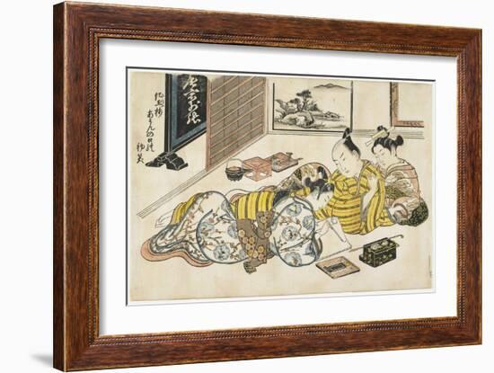 New Year's Gathering Within a Brothel, 1741-1744-Okumura Masanobu-Framed Giclee Print